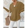 imageANRABESS Womens 2025 Fall Long Sleeve Half Zip Casual Oversized Ribbed Knit Pullover Sweater Top Thumb Hole Trendy OutfitsBrown