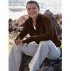 imageANRABESS Womens 2025 Fall Long Sleeve Half Zip Casual Oversized Ribbed Knit Pullover Sweater Top Thumb Hole Trendy OutfitsCoffee