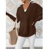 imageANRABESS Womens 2025 Fall Long Sleeve Half Zip Casual Oversized Ribbed Knit Pullover Sweater Top Thumb Hole Trendy OutfitsCoffee