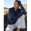imageANRABESS Womens 2025 Fall Long Sleeve Half Zip Casual Oversized Ribbed Knit Pullover Sweater Top Thumb Hole Trendy OutfitsDark Blue