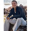 imageANRABESS Womens 2025 Fall Long Sleeve Half Zip Casual Oversized Ribbed Knit Pullover Sweater Top Thumb Hole Trendy OutfitsDark Blue