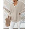 imageANRABESS Womens 2025 Fall Long Sleeve Half Zip Casual Oversized Ribbed Knit Pullover Sweater Top Thumb Hole Trendy OutfitsGray Apricot