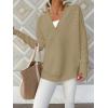 imageANRABESS Womens 2025 Fall Long Sleeve Half Zip Casual Oversized Ribbed Knit Pullover Sweater Top Thumb Hole Trendy OutfitsKhaki