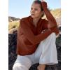 imageANRABESS Womens 2025 Fall Long Sleeve Half Zip Casual Oversized Ribbed Knit Pullover Sweater Top Thumb Hole Trendy OutfitsRust