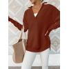 imageANRABESS Womens 2025 Fall Long Sleeve Half Zip Casual Oversized Ribbed Knit Pullover Sweater Top Thumb Hole Trendy OutfitsRust