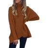 imageANRABESS Womens Oversized Turtleneck Batwing Long Sleeve Casual Cozy Baggy Knit Pullover Tunic Sweater 2024 Fall OutfitsCaramel