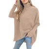 imageANRABESS Womens Oversized Turtleneck Batwing Long Sleeve Casual Cozy Baggy Knit Pullover Tunic Sweater 2024 Fall OutfitsDeep Apricot