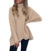 imageANRABESS Womens Oversized Turtleneck Batwing Long Sleeve Casual Cozy Baggy Knit Pullover Tunic Sweater 2024 Fall OutfitsDeep Apricot