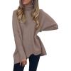 imageANRABESS Womens Oversized Turtleneck Batwing Long Sleeve Casual Cozy Baggy Knit Pullover Tunic Sweater 2024 Fall OutfitsMutmeg