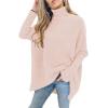 imageANRABESS Womens Oversized Turtleneck Batwing Long Sleeve Casual Cozy Baggy Knit Pullover Tunic Sweater 2024 Fall OutfitsPink