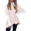 imageANRABESS Womens Oversized Turtleneck Batwing Long Sleeve Casual Cozy Baggy Knit Pullover Tunic Sweater 2024 Fall OutfitsPink White