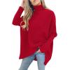 imageANRABESS Womens Oversized Turtleneck Batwing Long Sleeve Casual Cozy Baggy Knit Pullover Tunic Sweater 2024 Fall OutfitsRed