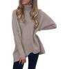 imageANRABESS Womens Oversized Turtleneck Batwing Long Sleeve Casual Cozy Baggy Knit Pullover Tunic Sweater 2024 Fall OutfitsRed Apricot