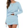 imageANRABESS Women 2 Piece Outfits Long Sleeve Sweater Top Mini Skirt Sets 2025 Fall Spring Lounge Travel Beach Clothing SetsLight Blue