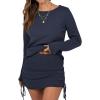 imageANRABESS Women 2 Piece Outfits Long Sleeve Sweater Top Mini Skirt Sets 2025 Fall Spring Lounge Travel Beach Clothing SetsNavy Blue