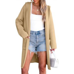 imageANRABESS Women Cardigan Open Front Oversized Casual Knit Hoodie Sweater Coatigan Lady Coat 2025 Fall Trendy OuterwearAlmond