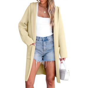 imageANRABESS Women Cardigan Open Front Oversized Casual Knit Hoodie Sweater Coatigan Lady Coat 2025 Fall Trendy OuterwearBeige