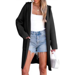 imageANRABESS Women Cardigan Open Front Oversized Casual Knit Hoodie Sweater Coatigan Lady Coat 2025 Fall Trendy OuterwearBlack