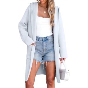 imageANRABESS Women Cardigan Open Front Oversized Casual Knit Hoodie Sweater Coatigan Lady Coat 2025 Fall Trendy OuterwearLight Blue