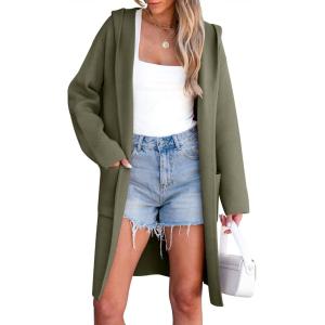 imageANRABESS Women Cardigan Open Front Oversized Casual Knit Hoodie Sweater Coatigan Lady Coat 2025 Fall Trendy OuterwearLight Green