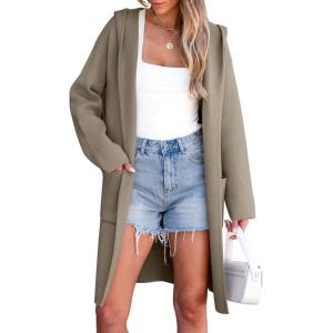 imageANRABESS Women Cardigan Open Front Oversized Casual Knit Hoodie Sweater Coatigan Lady Coat 2025 Fall Trendy OuterwearTaupe
