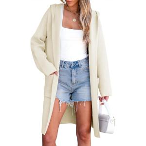 imageANRABESS Women Cardigan Open Front Oversized Casual Knit Hoodie Sweater Coatigan Lady Coat 2025 Fall Trendy OuterwearWhite