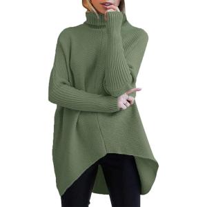 imageANRABESS Womens Oversized Turtleneck Batwing Long Sleeve Casual Cozy Baggy Knit Pullover Tunic Sweater 2024 Fall OutfitsCeladon