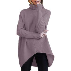 imageANRABESS Womens Oversized Turtleneck Batwing Long Sleeve Casual Cozy Baggy Knit Pullover Tunic Sweater 2024 Fall OutfitsDark Purple