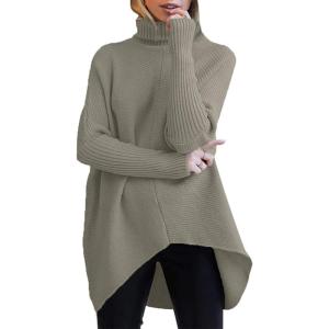 imageANRABESS Womens Oversized Turtleneck Batwing Long Sleeve Casual Cozy Baggy Knit Pullover Tunic Sweater 2024 Fall OutfitsGray Coffee
