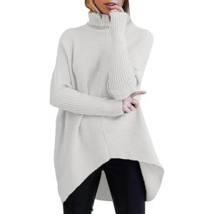 imageANRABESS Womens Oversized Turtleneck Batwing Long Sleeve Casual Cozy Baggy Knit Pullover Tunic Sweater 2024 Fall OutfitsGrey
