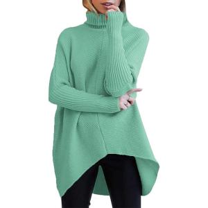 imageANRABESS Womens Oversized Turtleneck Batwing Long Sleeve Casual Cozy Baggy Knit Pullover Tunic Sweater 2024 Fall OutfitsLake