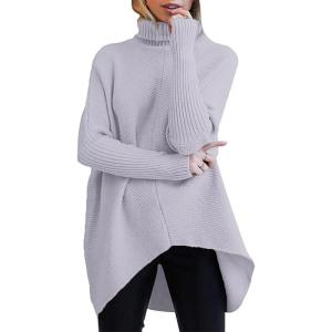 imageANRABESS Womens Oversized Turtleneck Batwing Long Sleeve Casual Cozy Baggy Knit Pullover Tunic Sweater 2024 Fall OutfitsLavender