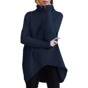 imageANRABESS Womens Oversized Turtleneck Batwing Long Sleeve Casual Cozy Baggy Knit Pullover Tunic Sweater 2024 Fall OutfitsNavy Blue