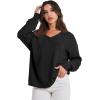 imageANRABESS Oversized Long Sleeve Shirts for Women Off the Shoulder Sweatshirt Loose V Neck Tunic Tops High Low Sweater 2024Black