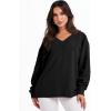 imageANRABESS Oversized Long Sleeve Shirts for Women Off the Shoulder Sweatshirt Loose V Neck Tunic Tops High Low Sweater 2024Black
