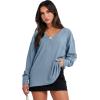 imageANRABESS Oversized Long Sleeve Shirts for Women Off the Shoulder Sweatshirt Loose V Neck Tunic Tops High Low Sweater 2024Blue