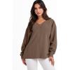 imageANRABESS Oversized Long Sleeve Shirts for Women Off the Shoulder Sweatshirt Loose V Neck Tunic Tops High Low Sweater 2024Brown