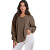 imageANRABESS Oversized Long Sleeve Shirts for Women Off the Shoulder Sweatshirt Loose V Neck Tunic Tops High Low Sweater 2024Brown
