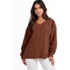imageANRABESS Oversized Long Sleeve Shirts for Women Off the Shoulder Sweatshirt Loose V Neck Tunic Tops High Low Sweater 2024Caramel