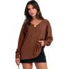 imageANRABESS Oversized Long Sleeve Shirts for Women Off the Shoulder Sweatshirt Loose V Neck Tunic Tops High Low Sweater 2024Caramel