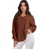 imageANRABESS Oversized Long Sleeve Shirts for Women Off the Shoulder Sweatshirt Loose V Neck Tunic Tops High Low Sweater 2024Caramel