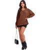 imageANRABESS Oversized Long Sleeve Shirts for Women Off the Shoulder Sweatshirt Loose V Neck Tunic Tops High Low Sweater 2024Caramel