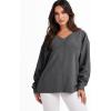 imageANRABESS Oversized Long Sleeve Shirts for Women Off the Shoulder Sweatshirt Loose V Neck Tunic Tops High Low Sweater 2024Dark Grey