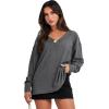 imageANRABESS Oversized Long Sleeve Shirts for Women Off the Shoulder Sweatshirt Loose V Neck Tunic Tops High Low Sweater 2024Dark Grey