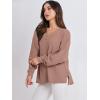imageANRABESS Oversized Long Sleeve Shirts for Women Off the Shoulder Sweatshirt Loose V Neck Tunic Tops High Low Sweater 2024Deep Apricot