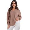 imageANRABESS Oversized Long Sleeve Shirts for Women Off the Shoulder Sweatshirt Loose V Neck Tunic Tops High Low Sweater 2024Deep Apricot