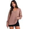 imageANRABESS Oversized Long Sleeve Shirts for Women Off the Shoulder Sweatshirt Loose V Neck Tunic Tops High Low Sweater 2024Deep Apricot