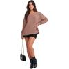 imageANRABESS Oversized Long Sleeve Shirts for Women Off the Shoulder Sweatshirt Loose V Neck Tunic Tops High Low Sweater 2024Deep Apricot