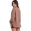 imageANRABESS Oversized Long Sleeve Shirts for Women Off the Shoulder Sweatshirt Loose V Neck Tunic Tops High Low Sweater 2024Deep Apricot