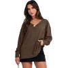 imageANRABESS Oversized Long Sleeve Shirts for Women Off the Shoulder Sweatshirt Loose V Neck Tunic Tops High Low Sweater 2024Deep Brown